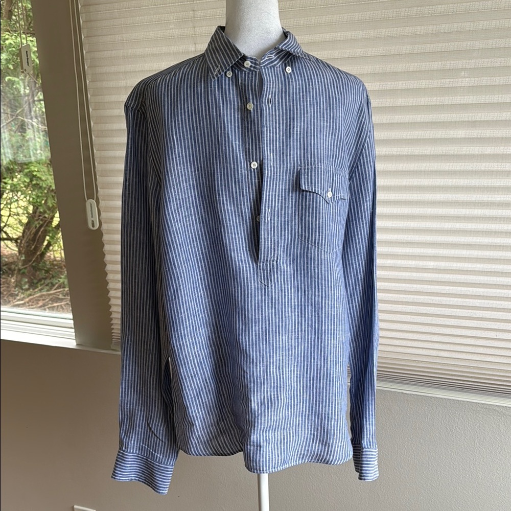 Brunello Cucinelli Men’s Linen Striped Shirt
